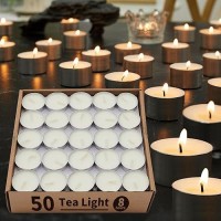 Ashlux Unscented Palm Wax Tea Lights Candles 50 Pack Bulk 8 To 9 Hours Long Burning Nonparanffin Palm Tea Lights Smokeless W