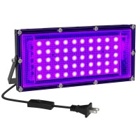 Elwoks 50W Led Black Light Black Lights For Glow Party Ultra Thin Black Lights Flood Lights With Onoff Switch Glow In The Da