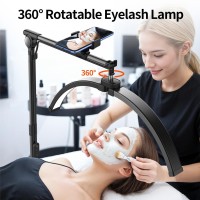 Yayusi Lash Light For Eyelash Tech Foldable Floor Lash Lamp For Eyelash Extensions Led Half Moon Light Lash Tech With Phone Ho