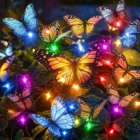 Solar Lights Outdoor Garden Decor 2 Pack Of 34 Butterfly Solar Garden Lights With Colorful Led Bulbs Ip65 Waterproof Solar Lig