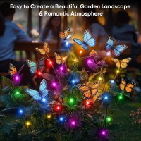 Solar Lights Outdoor Garden Decor 2 Pack Of 34 Butterfly Solar Garden Lights With Colorful Led Bulbs Ip65 Waterproof Solar Lig