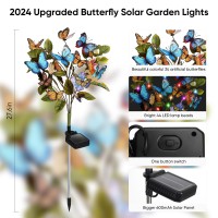 Solar Lights Outdoor Garden Decor 2 Pack Of 34 Butterfly Solar Garden Lights With Colorful Led Bulbs Ip65 Waterproof Solar Lig