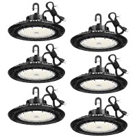 Yxl 200W 6 Pack Super Bright High Bay Led Lights Ufo High Bay Led Shop Lights 30000Lm 5000K 010V Dimmable Us Plug 5 Cable 1