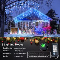 Icicle Christmas Lights 33Ft 400 Led Icicle String Lights For Outdoor Indoor With 8 Modes 75 Drops Waterproof Plug In Twinkle