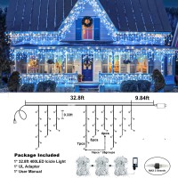 Icicle Christmas Lights 33Ft 400 Led Icicle String Lights For Outdoor Indoor With 8 Modes 75 Drops Waterproof Plug In Twinkle