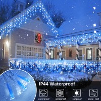 Icicle Christmas Lights 33Ft 400 Led Icicle String Lights For Outdoor Indoor With 8 Modes 75 Drops Waterproof Plug In Twinkle