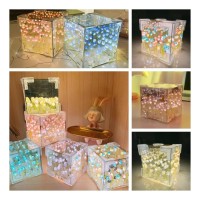 Neim 21 Flowers Tulip Lamp, Diy Tulip Cube Mirror Lamp, Flower Tulip Lamp, Handmade Diy Tulip Flower Magic Cube Mirror Night Light, Diy Tulip Flower Lamp (Color : Blue)