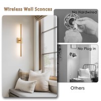 Gwoner Battery Operated Led Wall Sconces Set Of 2 25 Wireless Rechargeable Gold Wall Lights With Remote Control 3 Color Step