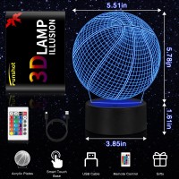 Basketball Gifts Birthday Gifts Basketball 3D Illusion Lamp Basketball Stuff 16 Colors Changing With Remote Control Room Decor