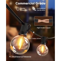 Goodeafun 35Ft Led Outdoor String Lights Patio Lights With 16 1 Spare Shatterproof G40 Vintage Edison Bulbs Outside Hanging