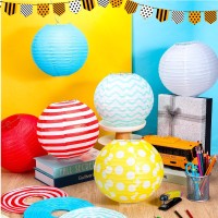 12 Pcs Back To School Classroom Decoration 10 Inches Red White Blue Hanging Paper Lantern Ceiling Hanging Circus Decorations For