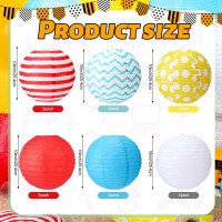 12 Pcs Back To School Classroom Decoration 10 Inches Red White Blue Hanging Paper Lantern Ceiling Hanging Circus Decorations For