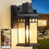 Dastor Outdoor Porch Light Camera Dusk To Dawn Outdoor Wall Light With Camera Black Exterior Wall Sconce Light Fixture For Hou