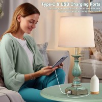 Huitico 215 Bedside Table Lamps For Bedroom Nightstand Lamps Set Of 2 With Usb Ac Charging Ports Modern Farmhouse Small Tabl