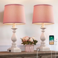 Huitico 215 Small Table Lamps For Bedroom Nightstand Bedside Lamps Set Of 2 With Usb Ac Charging Ports Modern Farmhouse Smal