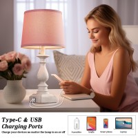 Huitico 215 Small Table Lamps For Bedroom Nightstand Bedside Lamps Set Of 2 With Usb Ac Charging Ports Modern Farmhouse Smal