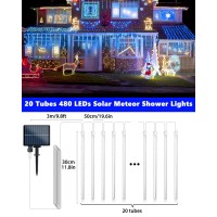 Solar Meteor Shower Icicle Lights 20 Tubes 480 Led Raindrop Lights With Timer Function Falling Rain Lights For Holiday Party Chr