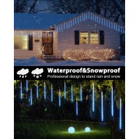 Solar Meteor Shower Icicle Lights 20 Tubes 480 Led Raindrop Lights With Timer Function Falling Rain Lights For Holiday Party Chr