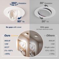 Sublimation 8 Packs 4 Inch Gimbal Led Recessed Light With Junction Box 12W 5 Colors Adjustable 2700K5000K 36090 Adjustable Dir