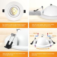 Sublimation 8 Packs 4 Inch Gimbal Led Recessed Light With Junction Box 12W 5 Colors Adjustable 2700K5000K 36090 Adjustable Dir