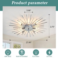 Zglaojt Semi Flush Mount 8 Light Ceiling Light Modern Metal Ceiling Lighting Chrome Light Fixture Chandelier For Farmhouse Kitch