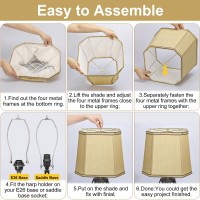 Rectangle Cut Corner Lamp Shades Set Of 2 105 X 10X 13 Farmhouse Medium Gold Lampshades With Brown Rim Included 2 Pack