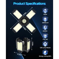 Garage Light 4Pack 130W 13000Lm Deformable 41 Panel Led Garage Light With Led Transformer E2627 Base 6500K Daylight White