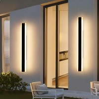 Daoseolo 2 Pack Modern Outdoor Wall Light 393In Black Led Wall Sconce 36W Ip65 Waterproof 3000K Warm White Wall Mount Long