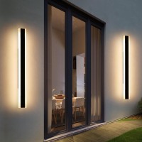 Daoseolo 2 Pack 472Inch Modern Outdoor Wall Light Fixture Ip65 Waterproof Led Wall Sconce 3 Color 3000K4500K6000K Black Al