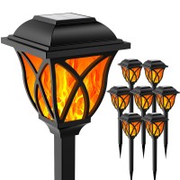 Hmdecor Solar Lights Outdoor Waterproof Halloween Decor Fall Decor 8 Pack Flickering Flame Led Lights Solar Garden Lights Of O