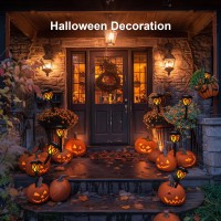 Hmdecor Solar Lights Outdoor Waterproof Halloween Decor Fall Decor 8 Pack Flickering Flame Led Lights Solar Garden Lights Of O