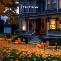 Hmdecor Solar Lights Outdoor Waterproof Halloween Decor Fall Decor 8 Pack Flickering Flame Led Lights Solar Garden Lights Of O