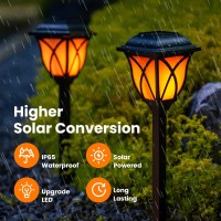 Hmdecor Solar Lights Outdoor Waterproof Halloween Decor Fall Decor 8 Pack Flickering Flame Led Lights Solar Garden Lights Of O