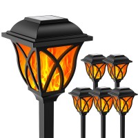 Hmdecor Solar Lights Outdoor Waterproof Halloween Decor Fall Decor 6 Pack Flickering Flame Led Lights Solar Garden Lights Of O