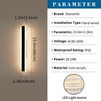 Daoseolo 2 Pack 236Inch Modern Outdoor Wall Light Black Long Led Wall Sconce 24W Ip65 Waterproof 3000K Warm White Exterior