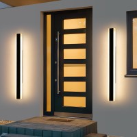 Daoseolo 2 Pack Long Outdoor Wall Light 472Inch Modern Wall Sconce 3000K Warm White Ip65 Waterproof White Acrylic 42W Mini