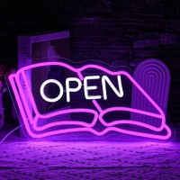 Lulanmp Book Neon Sign For Wall Decor Open Neon Light Classroom Led Neon Sign Purple Led Neon Light For Study Room Classroom Lib