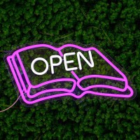 Lulanmp Book Neon Sign For Wall Decor Open Neon Light Classroom Led Neon Sign Purple Led Neon Light For Study Room Classroom Lib