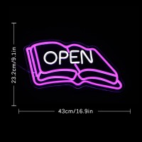 Lulanmp Book Neon Sign For Wall Decor Open Neon Light Classroom Led Neon Sign Purple Led Neon Light For Study Room Classroom Lib