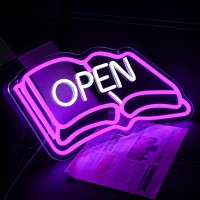 Lulanmp Book Neon Sign For Wall Decor Open Neon Light Classroom Led Neon Sign Purple Led Neon Light For Study Room Classroom Lib