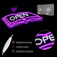 Lulanmp Book Neon Sign For Wall Decor Open Neon Light Classroom Led Neon Sign Purple Led Neon Light For Study Room Classroom Lib