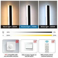 Daoseolo 2 Pack 314Inch Modern Outdoor Led Wall Sconce Dimmable 3000K6000K With Remote Control Ip65 Waterproof Black Alumini