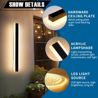 Daoseolo 2 Pack 314Inch Modern Outdoor Led Wall Sconce Dimmable 3000K6000K With Remote Control Ip65 Waterproof Black Alumini