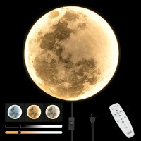 Skylumate Qiyimeilux Large Moon Wall Sconce Plug In Modern Led Dimmable Wall Light With Remote Control 236 Inch 31W Black Wall