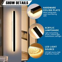 Daoseolo 2 Pack Exterior Wall Light Fixture 59Inch Modern Outdoor Wall Sconce Ip65 Waterproof 3000K Warm White 55W Black Min