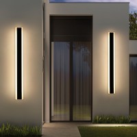 Daoseolo 2 Pack Outdoor Wall Sconce Light 314Inch Modern Black Exterior Porch Light 3 Color Lights 3000K4500K6000K 31W Ip