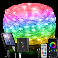 Electight Solar Smart String Lights 16Ft5M App Remote Control 50 Leds Rgbic Fairy Lights 99 Modes Musicvoice Sync Co