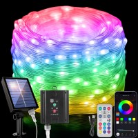 Electight Rgbic Solar Smart Fairy Lights App Remote Control 33Ft10M 100 Leds String Lights 99 Dynamic Modes Musicvoic