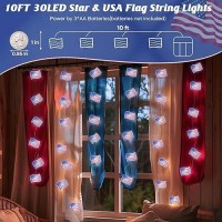 Coquimbo 4Th Of July Decorations String Lights American Flag String Lights With 30 Led 10Ft Flag Patriotic Lights Battery Oper