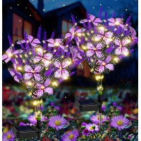 Solar Garden Lights Solar Lavender Butterfly Lights Solar Artificial Flower Lights Outdoor Waterproof Decoration Gardening Gi